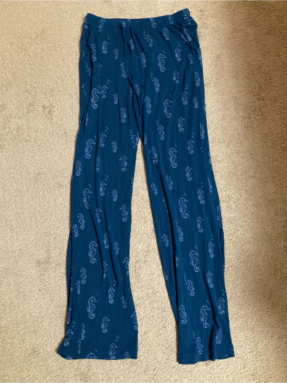 Auden Blue Seahorse Print Pajama Pants New Without Tags